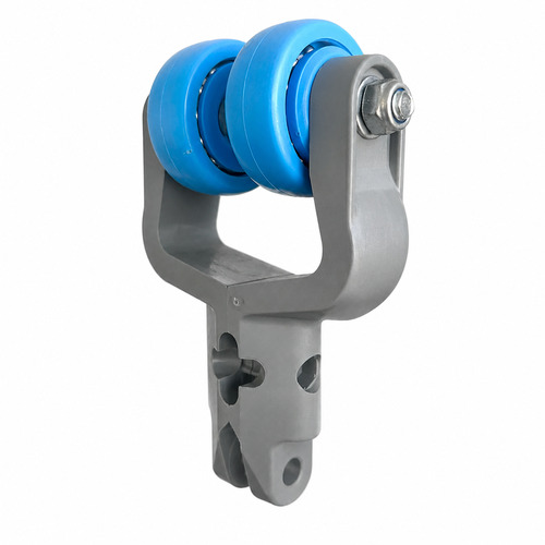T track trolley set light blue bearing wheel for poultry processing line