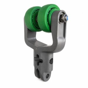 T track trolley set meyn green PW wheel bolt mounted for poultry processing line