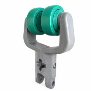 T track trolley set meyn green wheel clicked mounted for poultry processing line